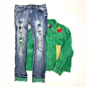 FROST ORIGINAL F1745 Shredded Jeans with Corduroy Layer Size 38/34